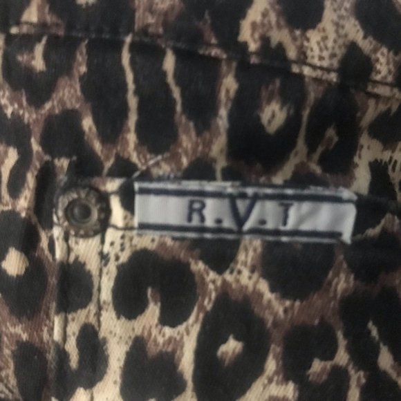 VINTAGE 90s R.V.T. SERVE PIPING HOT ANIMAL PRINT JEAN - Picture 2 of 5